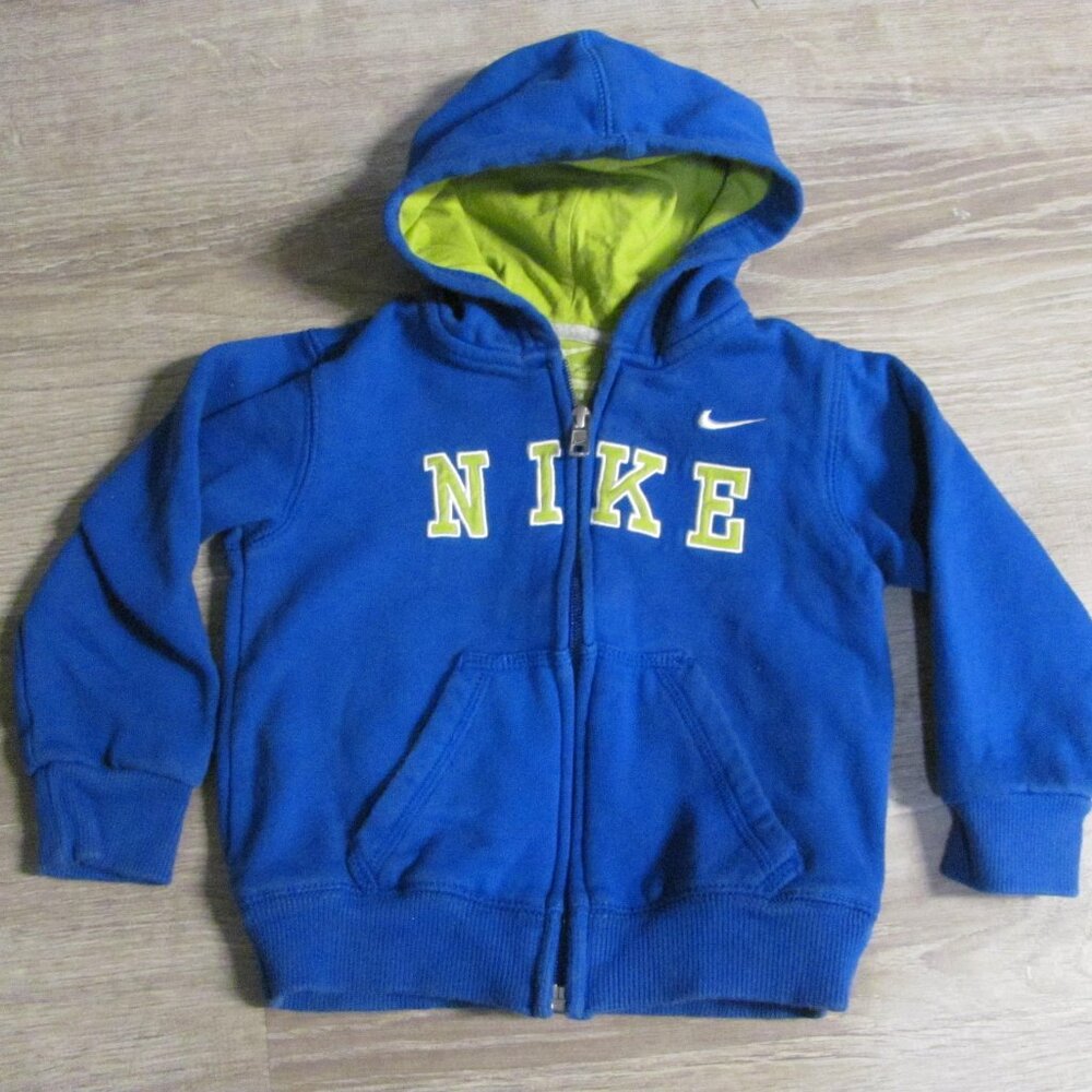 Nike Kids Baby Toddler 24 Months Hoodie Zip Up Hooded Sweatshirt Blue Green